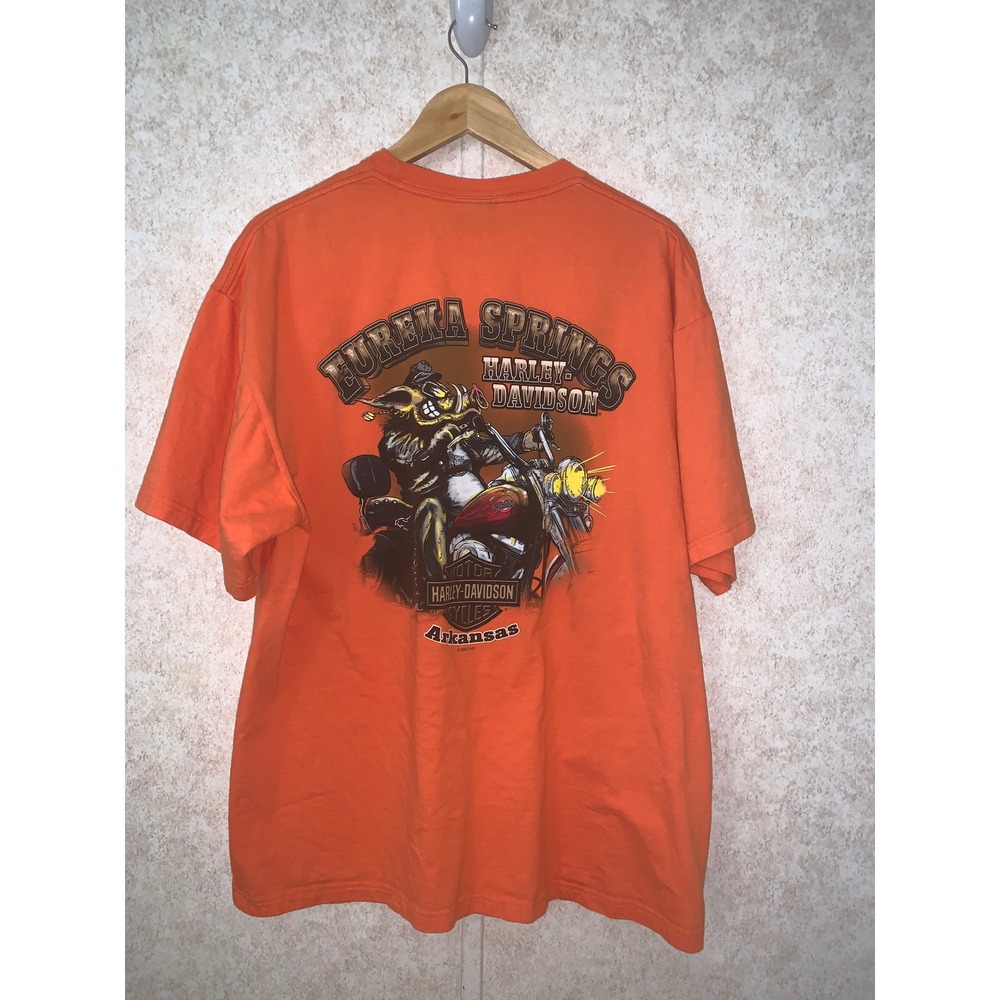 Harley-Davidson Mens XL Orange Eureka Springs Arkansas Eagle Graphic T-Shirt - Picture 6 of 10